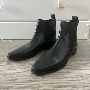 Black Leather Chelsea Boots NWT